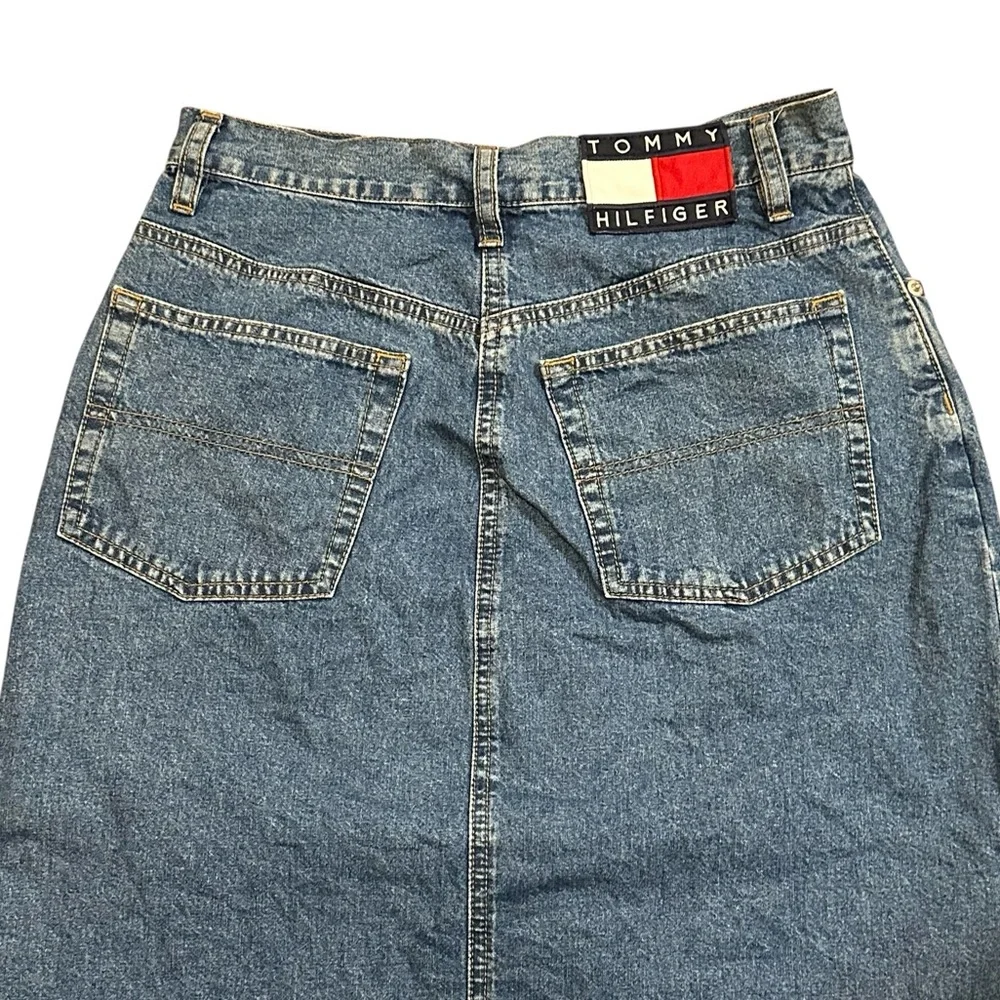 Tommy Hilfiger Y2K Denim Maxi Button Down Skirt Size 8 - Picture 5 of 6